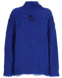 Etro - Mohair Sweater With Embroidered Logo - Lyst