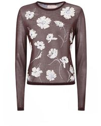 Tory Burch - Floral Embroidered Knit Top - Lyst