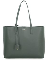 Saint Laurent E/w Smooth Leather Tote Bag - Green