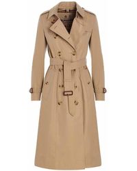 Burberry 'chelsea' Fitted Trench Coat - Natural
