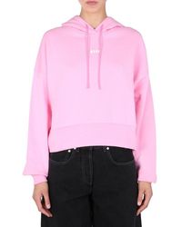 MSGM - Logo Printed Drawstring Hoodie - Lyst