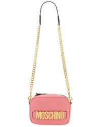 Moschino - Logo Plaque Zip-up Shoulder Bag - Lyst
