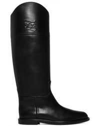 Fendi Karligraphy Leather Boot - Black