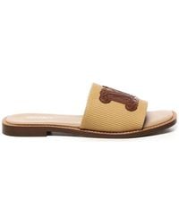 Max Mara - Logo Patch Slip-On Sandals - Lyst