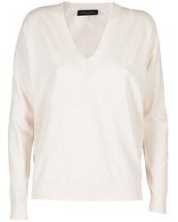 Roberto Collina - V-neck Long Sleeved Sweater - Lyst