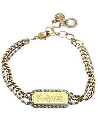 Alexander McQueen - Logo Engraved Double Chain Bracelet - Lyst