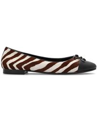 Tory Burch - Zebra-pattern Bow Detailed Ballerina Shoes - Lyst