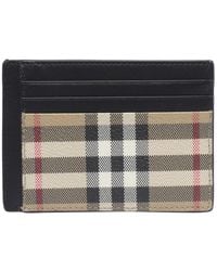 Burberry - Checked Logo Engraved Cardholder - Lyst