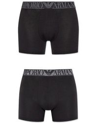 Emporio Armani Branded Boxers 2-pack - Black