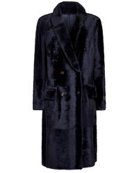 Brunello Cucinelli - Double-breasted Reversible Leather Coat - Lyst