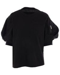 Sacai - Crewneck Puff-sleeved T-shirt - Lyst