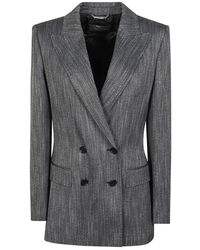 Alberta Ferretti - Double-breasted Long-sleeved Blazer - Lyst