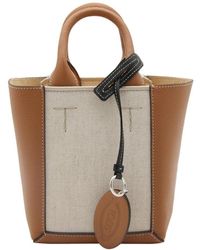 Tod's - Logo Pendent Panelled Tote Bag - Lyst