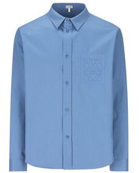 Loewe - Anagram Embroidered Button-up Shirt - Lyst