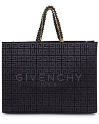 Givenchy - G-tote Medium Leather-trimmed Chain-embellished Canvas-jacquard Tote - Lyst