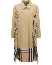 Burberry Checked Scarf Detail Car Coat - Natural