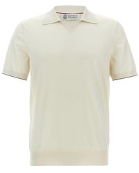 Brunello Cucinelli - Cotton Polo Shirt With Logo Embroidery - Lyst