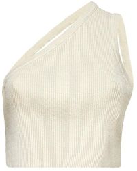 Jacquemus One-shoulder Knitted Cropped Top - White