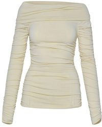 Khaite - Cashmere Top In An Ivory Viscose Blend - Lyst