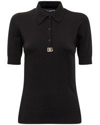 Womens Clothing Tops T-shirts Dolce & Gabbana Cashmere Brown Polo Short Sleeve T-shirt in Black 