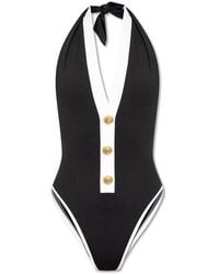 Balmain - Button Embellished One Piece Swimsuit - Lyst