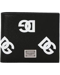 Dolce & Gabbana - Calfskin Wallet With Coin Pocket And All-over Dg Print - Lyst