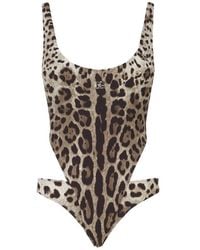 Dolce & Gabbana - Print One-Piece Swimsuit With Cut-Out - Lyst