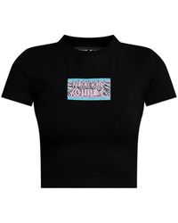 Versace Jeans Couture - Logo Print Crop Top - Lyst