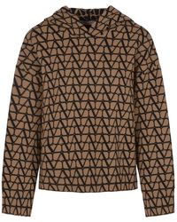Valentino - All-over Logo Patterned Long-sleeved Hoodie - Lyst