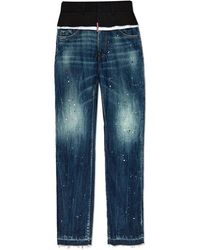 DSquared² - Paint Splatter-detailed Distressed Denim Jeans - Lyst