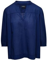 A.P.C. - 'Teresa' Blouse With Three-Quarter Sleeves - Lyst