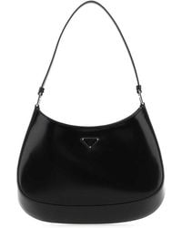 Prada - Cleo Brand-Plaque Brushed Leather Shoulder Bag - Lyst