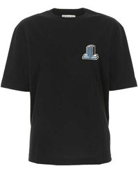 Lanvin Logo Embroidered Crewneck T-shirt - Black