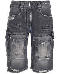 Givenchy - Destroyed Denim Cargo Shorts - Lyst