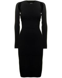 Tom Ford - Long-sleeved Cut-out Ribbed Midi Dress - Lyst