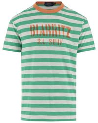 Ralph Lauren - Cotton T-Shirt With Striped Pattern And Logo - Lyst