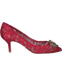 Dolce & Gabbana Lace Detailed Pointed-toe Court Shoes - Red