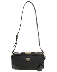 Prada - Logo Plaque Zip-Up Mini Shoulder Bag - Lyst