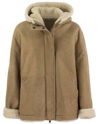 Brunello Cucinelli - Reversible Shearling Hooded Jacket - Lyst