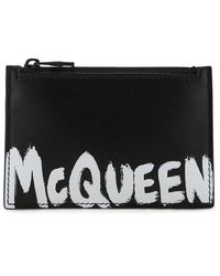 Mens Accessories Wallets and cardholders Yellow Alexander McQueen Printed Leather Cardholder in Yellow,Black Save 11% for Men 