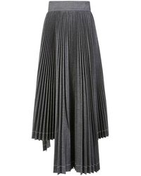 MSGM - High-waist Pleated Asymmetric Long Skirt - Lyst