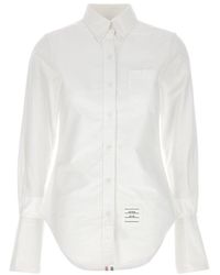 Thom Browne - Logo-patch Button-up Poplin Shirt - Lyst