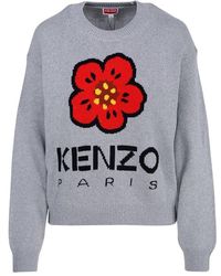KENZO - Boke Flower Logo Intarsia Crewneck Jumper - Lyst