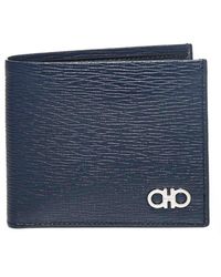 Ferragamo Logo Plaque Bi-fold Wallet - Blue