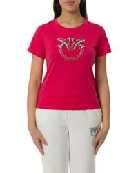 Pinko - Embellished Love Birds Logo T-Shirt - Lyst