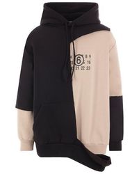 MM6 by Maison Martin Margiela - Number Motif Printed Panelled Hoodie - Lyst