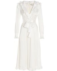 Alessandra Rich Bow Detailed V-neck Wrap Dress - White