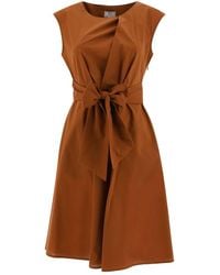 Woolrich Sleeveless Dress With Belt - Brown