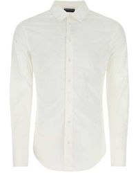 Emporio Armani Korean Long Sleeve Shirt in White for Men Mens Clothing Shirts Casual shirts and button-up shirts 