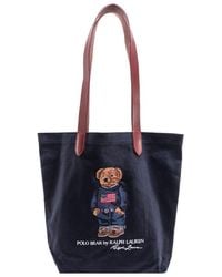 Polo Ralph Lauren Teddy-logo Printed Tote Bag - Blue